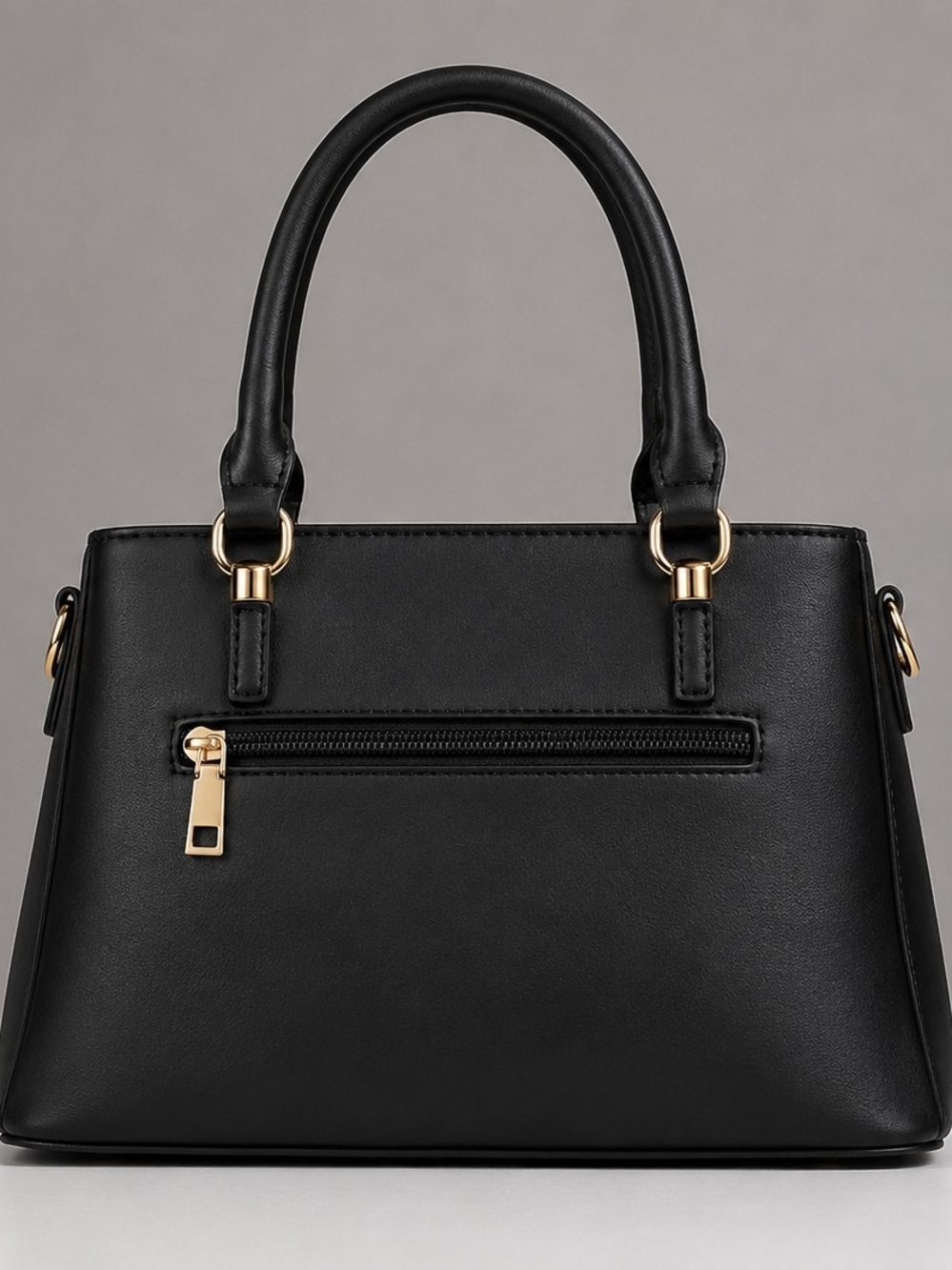 Women’s Black Satchel Handbag Crossbody Purse Gold Hardware Tassel 3 Compartment - Picture 2 of 6